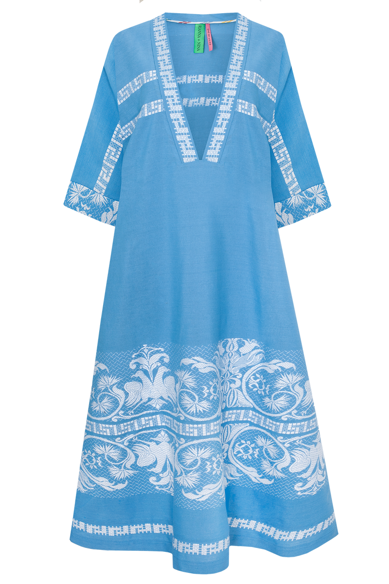 One-of-a-kind Kaftan Dress Cotton Embroidery