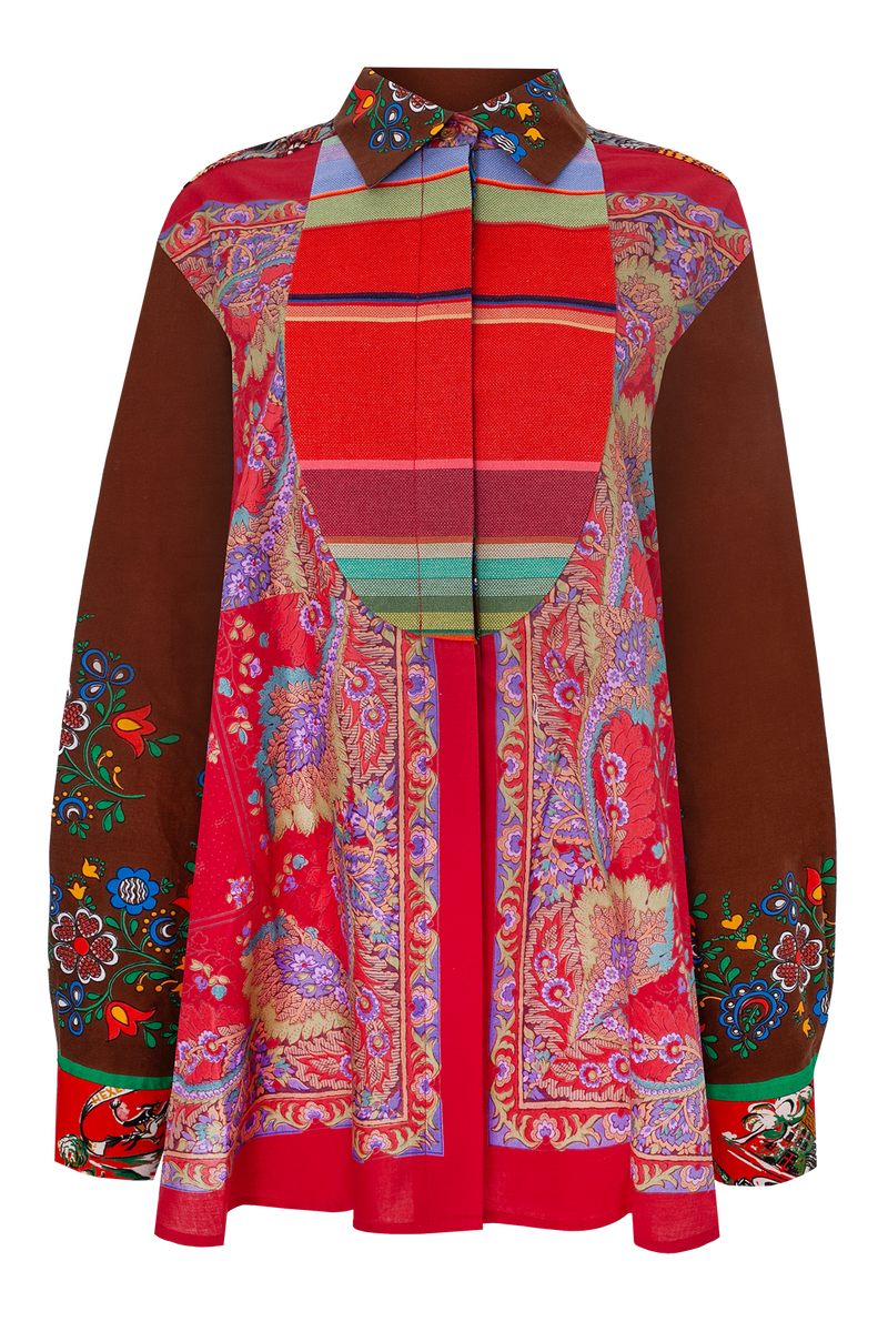 One-of-a-kind Plastron Blouse Cotton