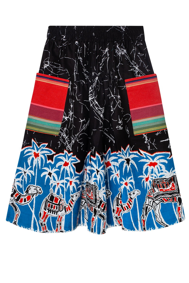One-of-a-kind Skirt with Tucks Cotton
