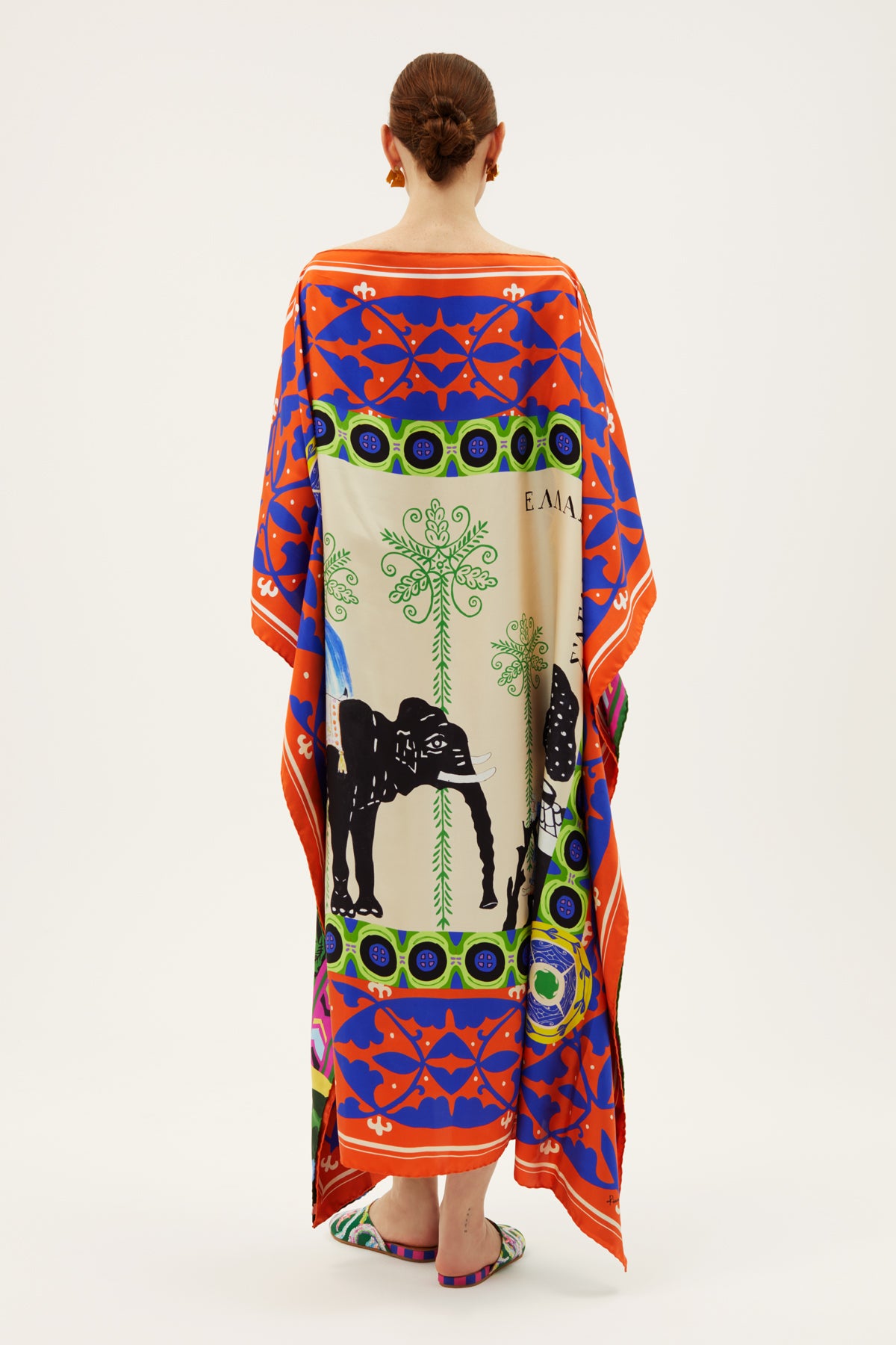 Benaki Kaftan Orange/Green