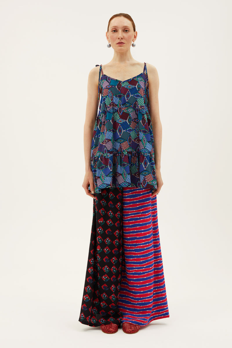 One-of-a-kind Flared Leg Pants Silk