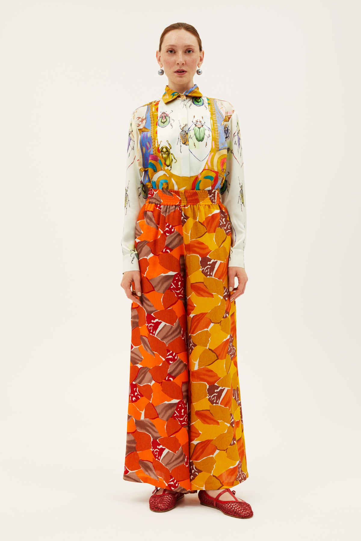One-of-a-kind Flared Leg Pants Silk
