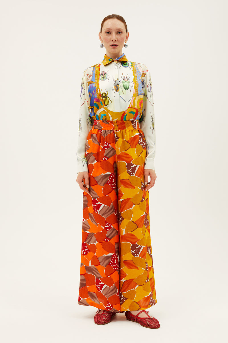 One-of-a-kind Flared Leg Pants Silk