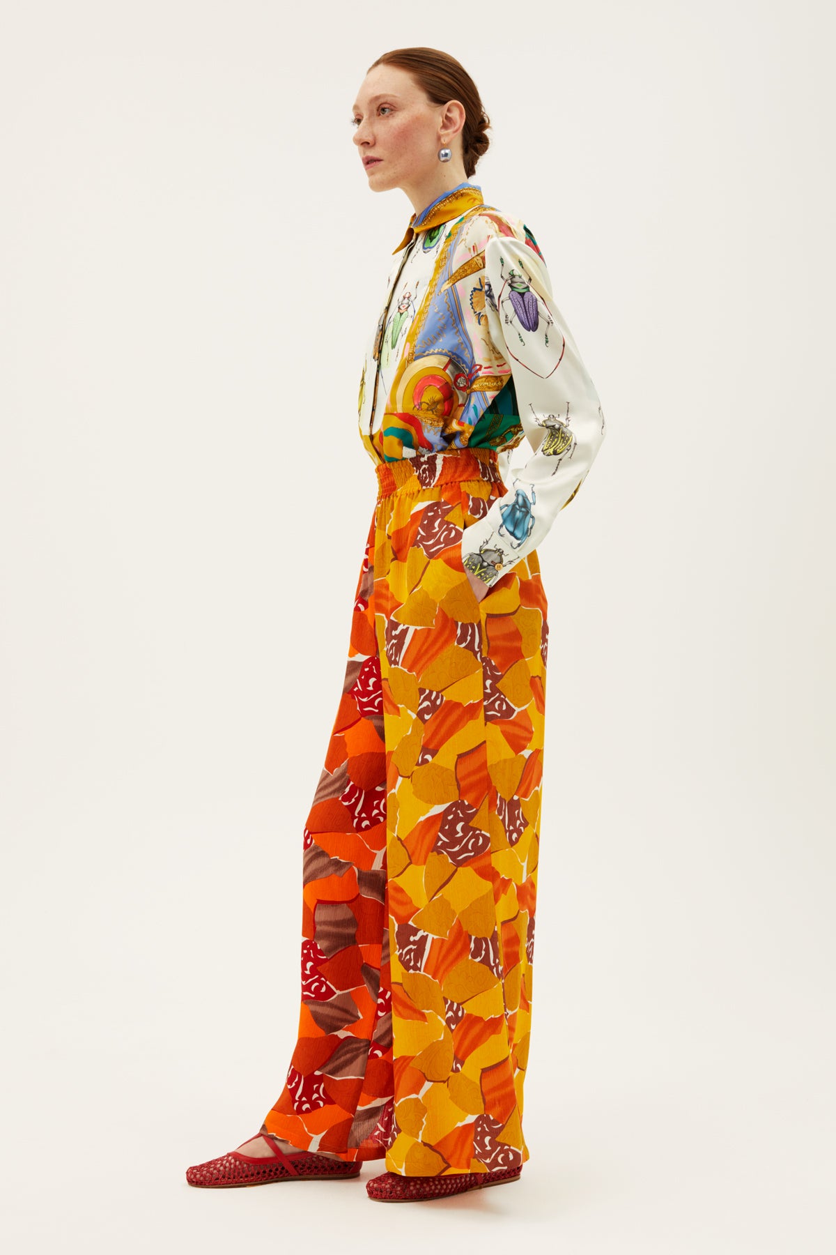 One-of-a-kind Flared Leg Pants Silk