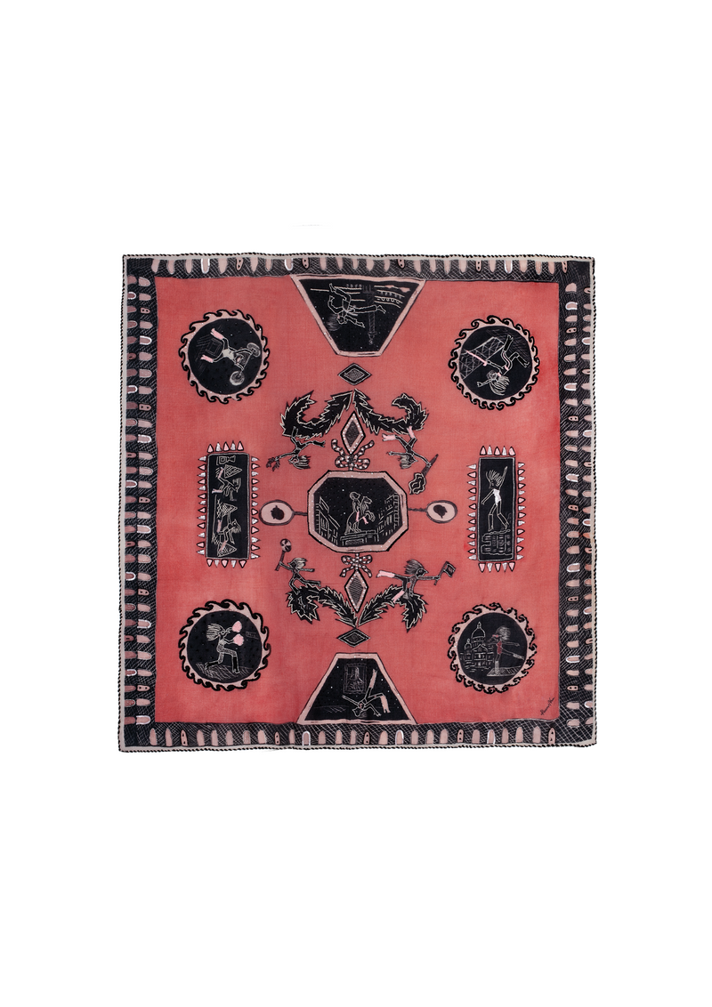 Tependris Embroidered Wool Scarf Olympic Pink