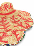 One-of-a-kind Straw Hat Flower Shape Hand Painted
