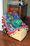 RIANNA + NINA x SVEVA'S HOME Embroidered Linen Scarf Amici Blu With Tassels