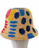 One-of-a-kind Straw Bucket Hat Hand Painted