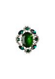 Vintage Emerald Ornate Brooch