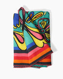 CAROLINA HERRERA x RIANNA + NINA Embroidered Wool Scarf Turquoise
