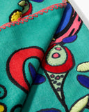 CAROLINA HERRERA x RIANNA + NINA Embroidered Wool Scarf Turquoise