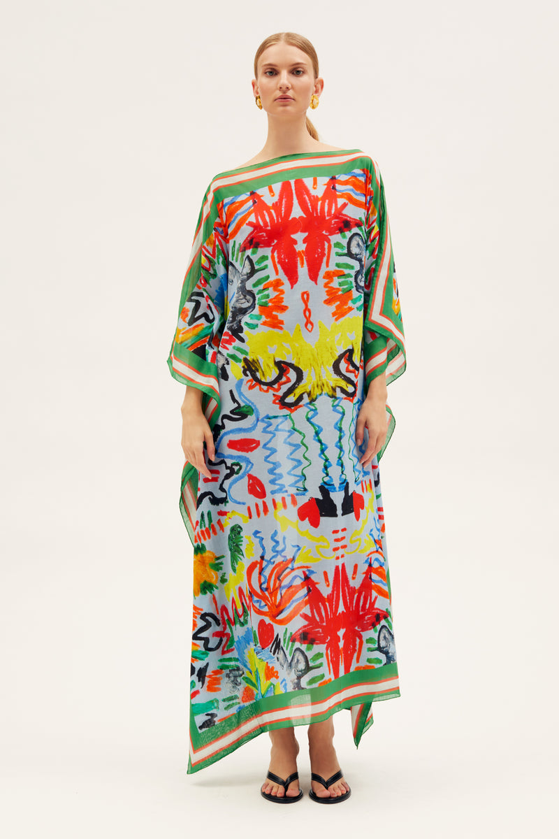 Tropica Fruta Kaftan Tucan Sky Cotton