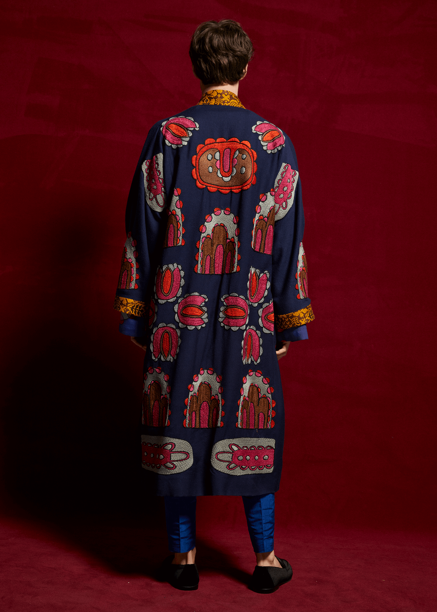 PETALOUDA Men Embroidered Wool Coat Eris