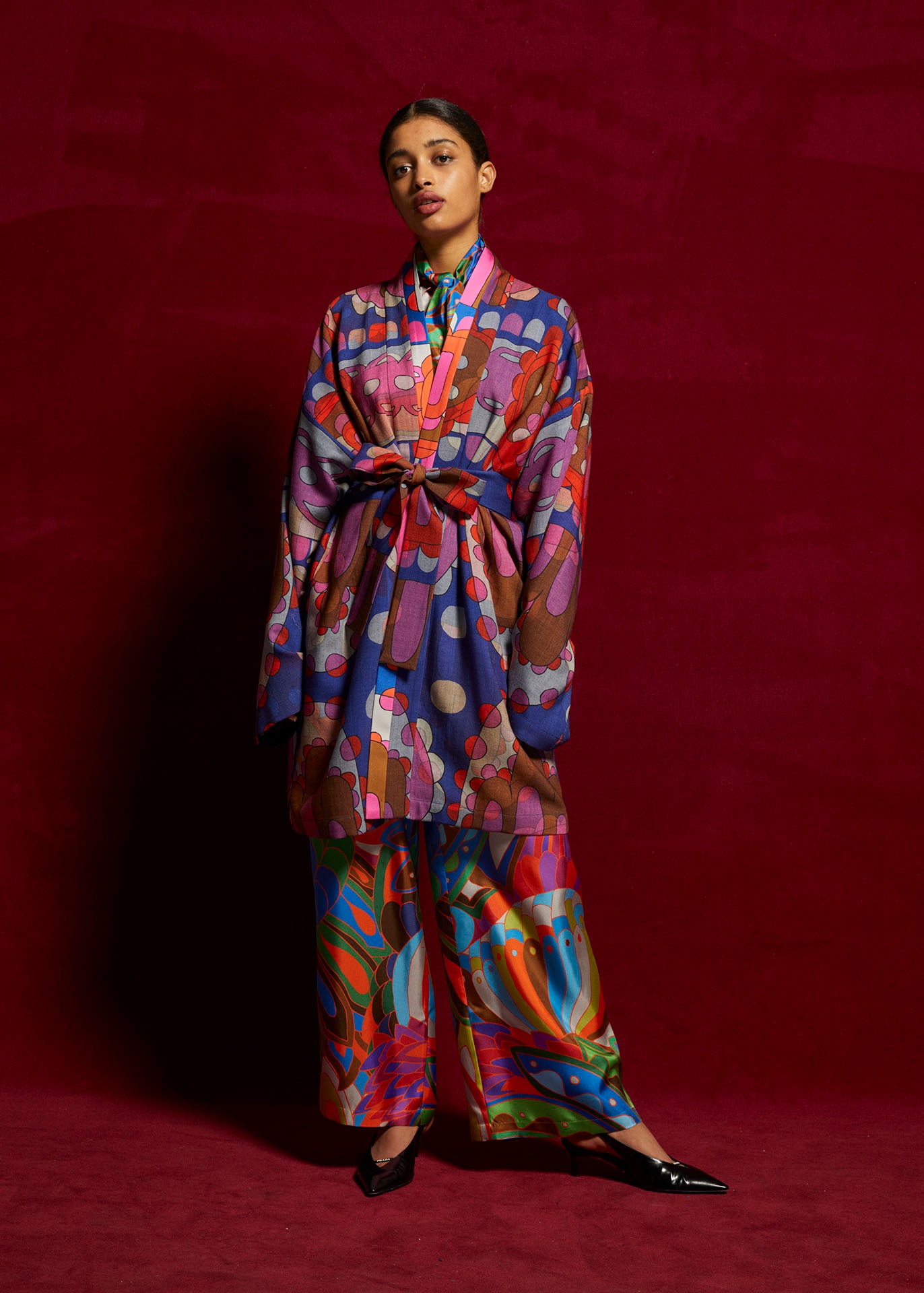 PETALOUDA Short Kimono Panos Wool